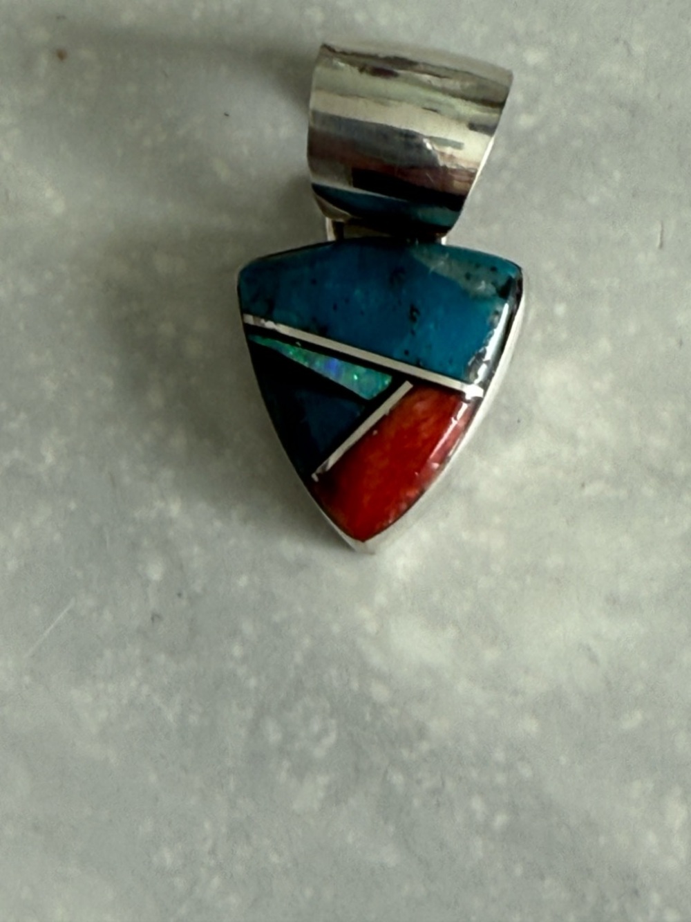 NA Navajo Pendant by Sheila Tso is inlaid stone & sterling silver *Pendant Only* - Picture 4 of 7